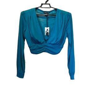 New Sincerely Jules Women’s Mesh Cropped Blouse size Small NWT